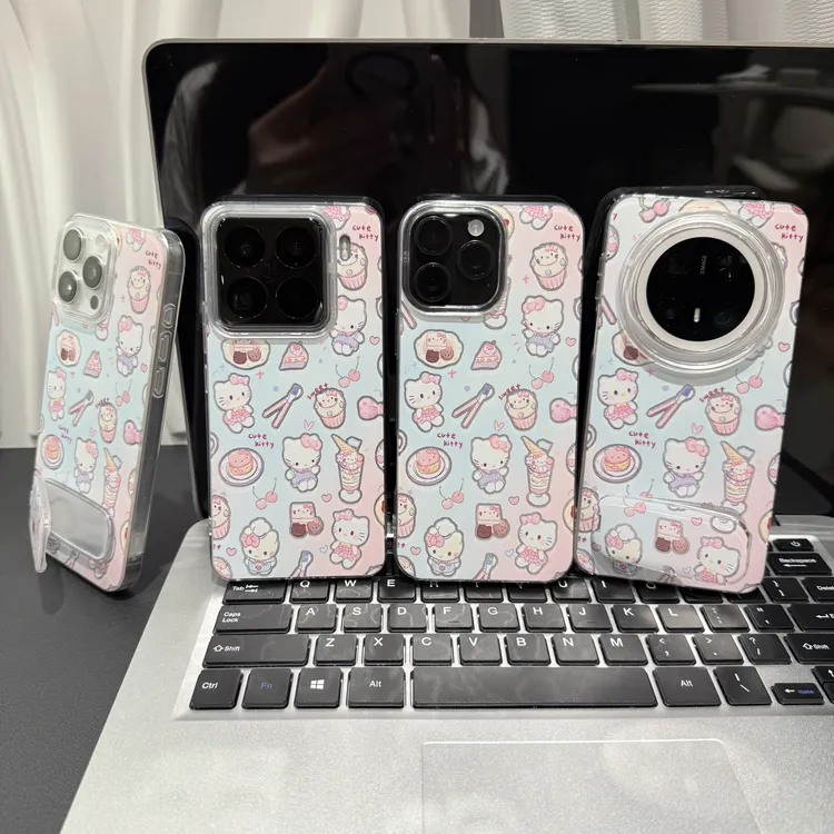 渐变可爱猫支架适用苹果/华为/荣耀/OPPO/VIVO/小米手机壳防摔