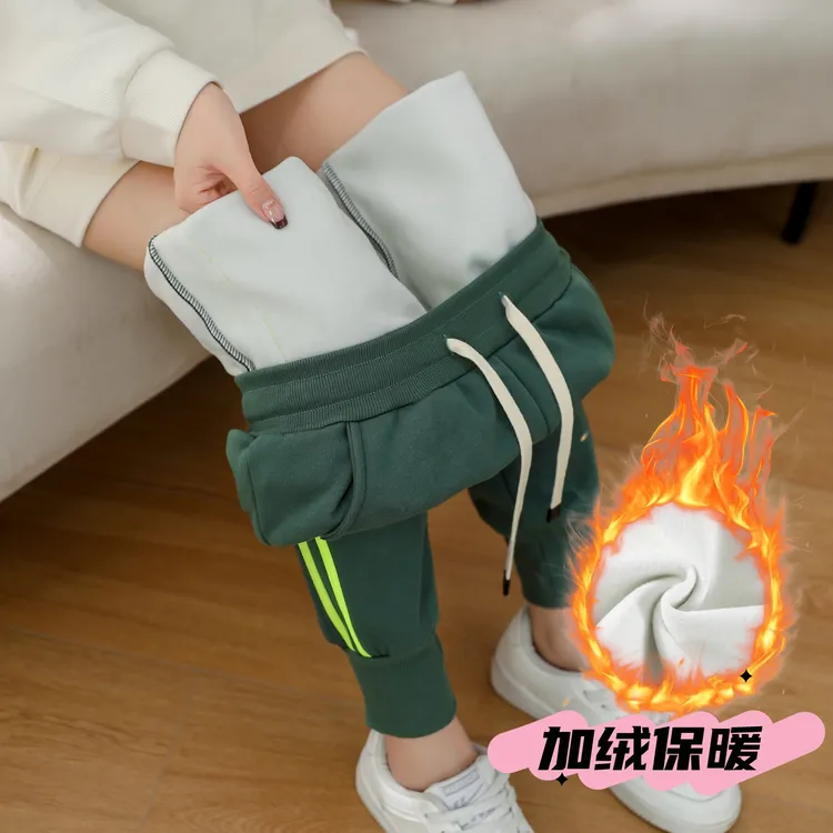 亏本清仓松紧腰加绒加厚休闲运动裤女秋冬季宽松显瘦高腰束脚卫裤