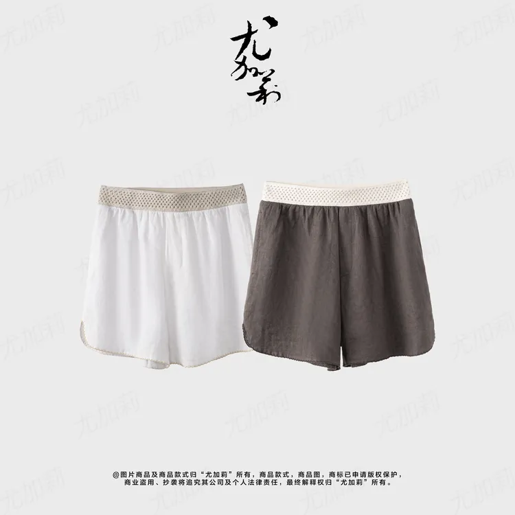 加莉精选老亚麻工艺短裤 分码