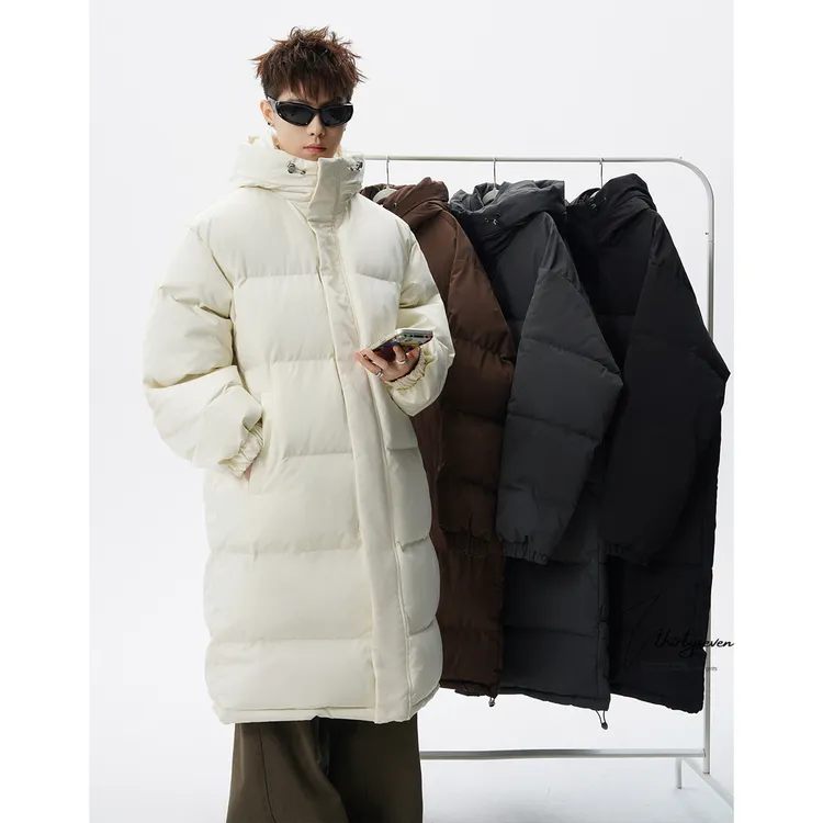 防寒保暖简约新款连帽中长款棉服男女款冬季棉袄加厚保棉服外套