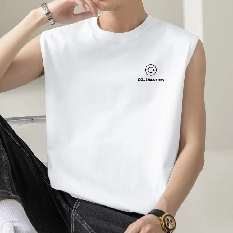 纯棉白色背心男士夏季薄款运动坎肩跨栏健身篮球无袖t恤全棉汗衫