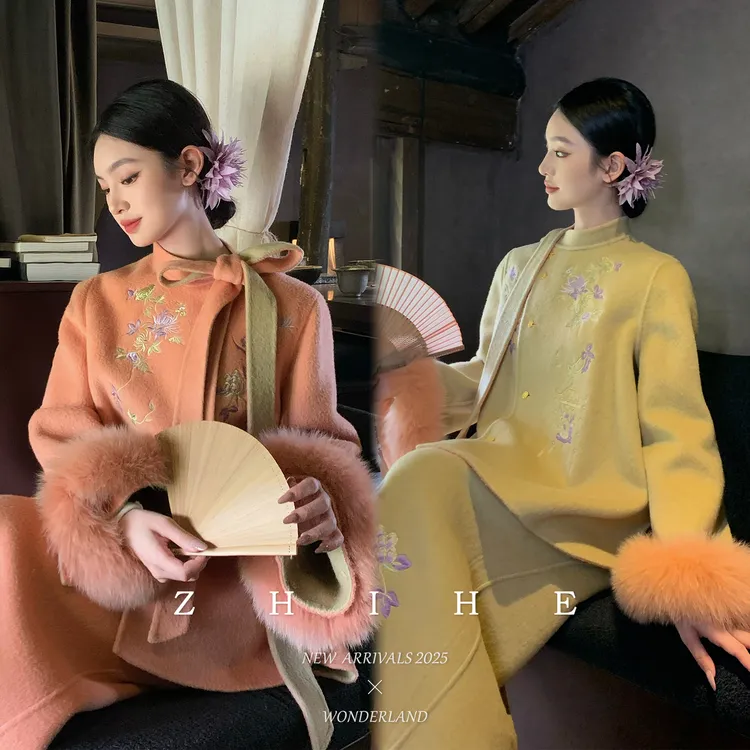 无艳一禾【风华录】手工坊-双面穿！100绵羊毛重工刺绣大衣+半裙