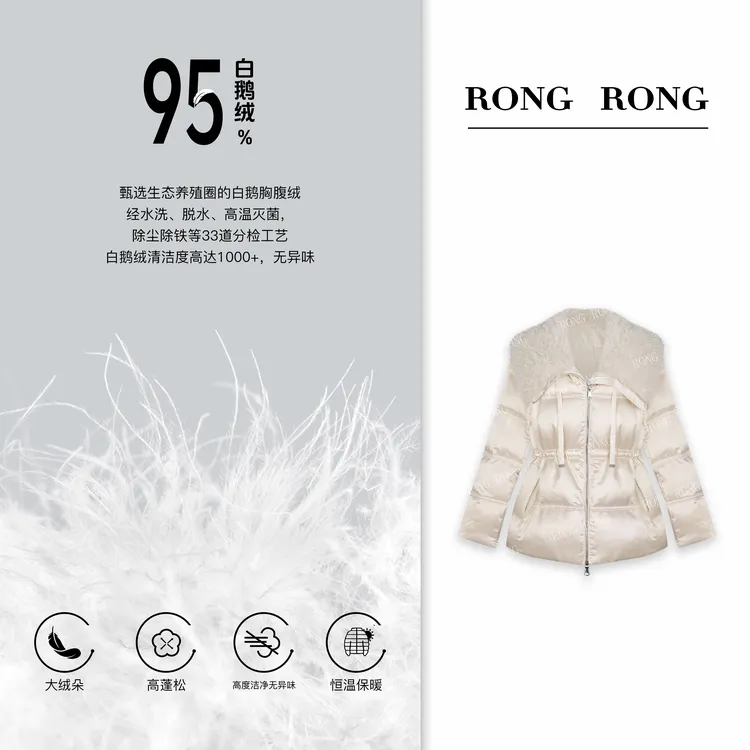 溶溶【白月光】RONGRONG  95白鹅绒绵羊毛毛领法式风羽绒服T24D194W
