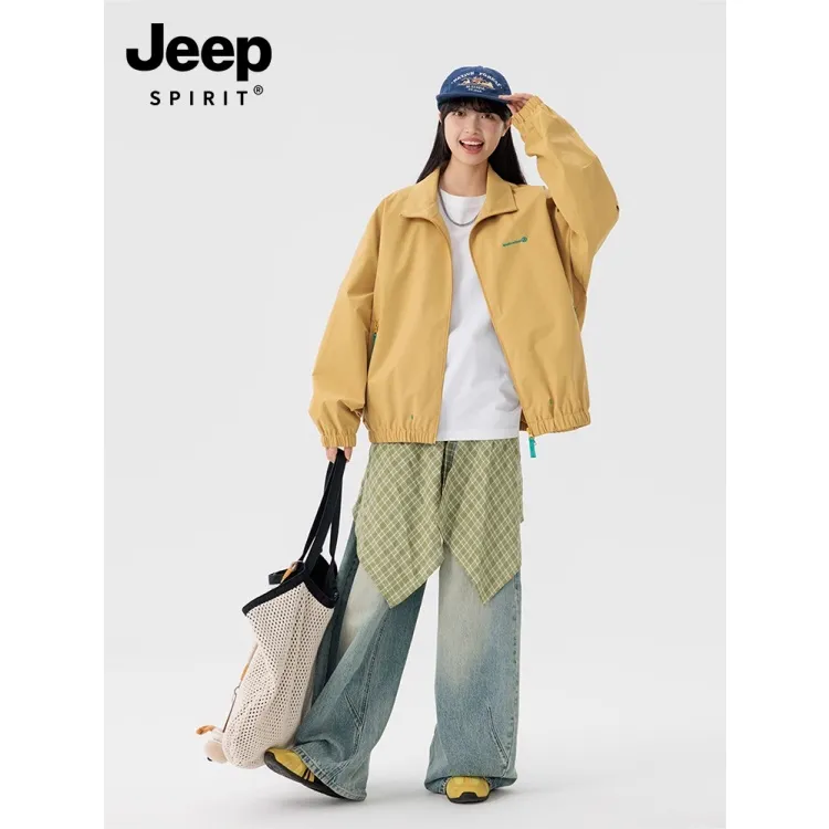 JEEPSPIRIT吉普男女2025新款户外美式棒球服穿搭冲锋衣运动夹克服