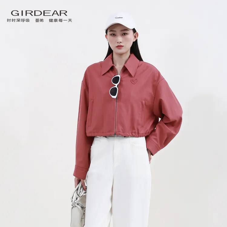 Girdear/哥弟 秋季新款气质高级感复古休闲时尚短款外套女1400751