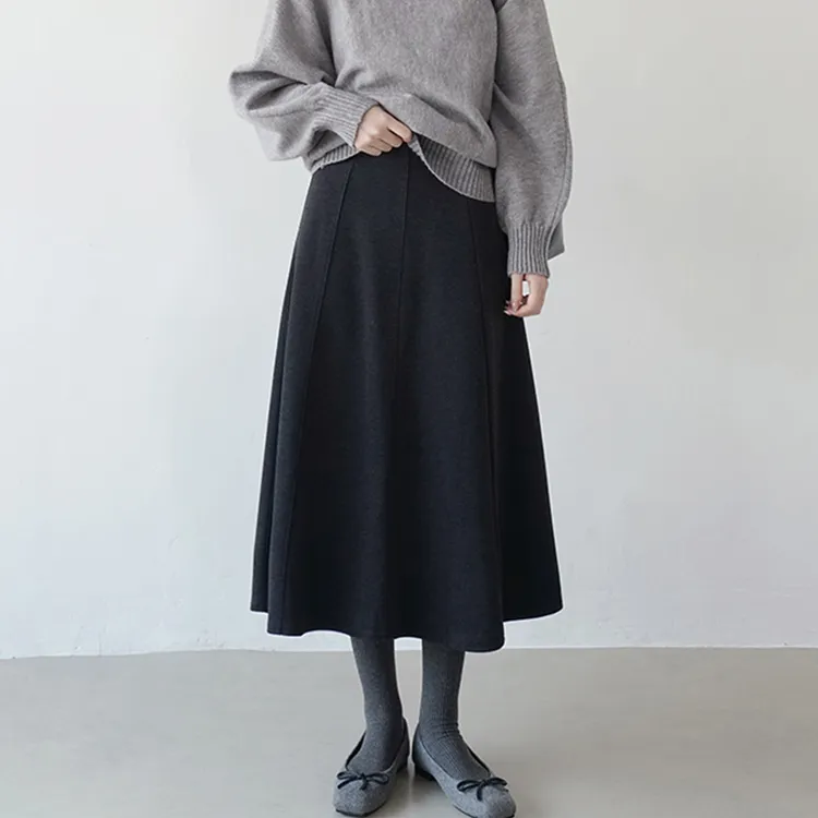 2025秋冬爆款毛呢a字半身裙高腰垂感a字伞裙中长慵懒风山本糯米裙