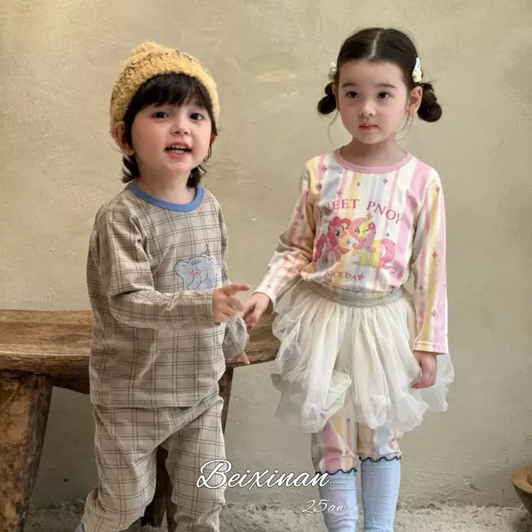 2025秋冬新款儿童A类纯棉莱卡秋衣秋裤家居服套装秋衣秋裤套装