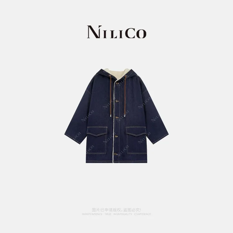 NILICO【暮光曲】气场强大宽松百搭显瘦保暖毛绒牛仔外套