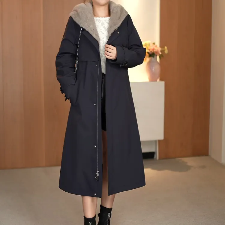 正宗貂皮内胆 海宁皮草可拆卸 派克服女水貂毛外套冬加厚保暖奢华