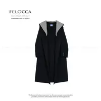 【FELOCCA】撞色可拆卸连帽系腰带大衣气质长款外套BA-W9379