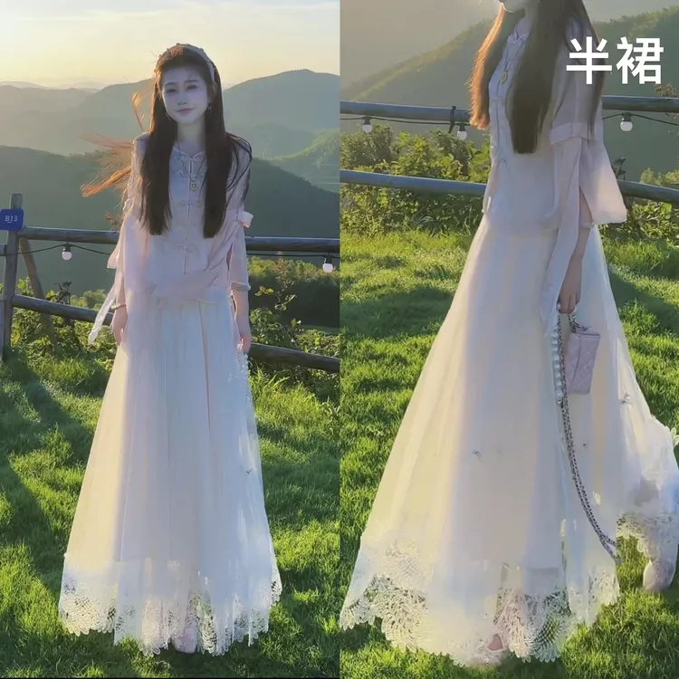 【婷婷】《一步之遥》立体蕾丝蝴蝶结国风网纱半裙 TT2SQTH2021【Q】