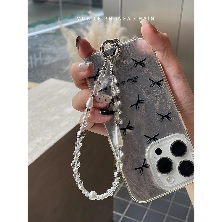 时尚款diy原创手机链人鱼眼泪手工串珠新款个性仿珍珠手机挂绳