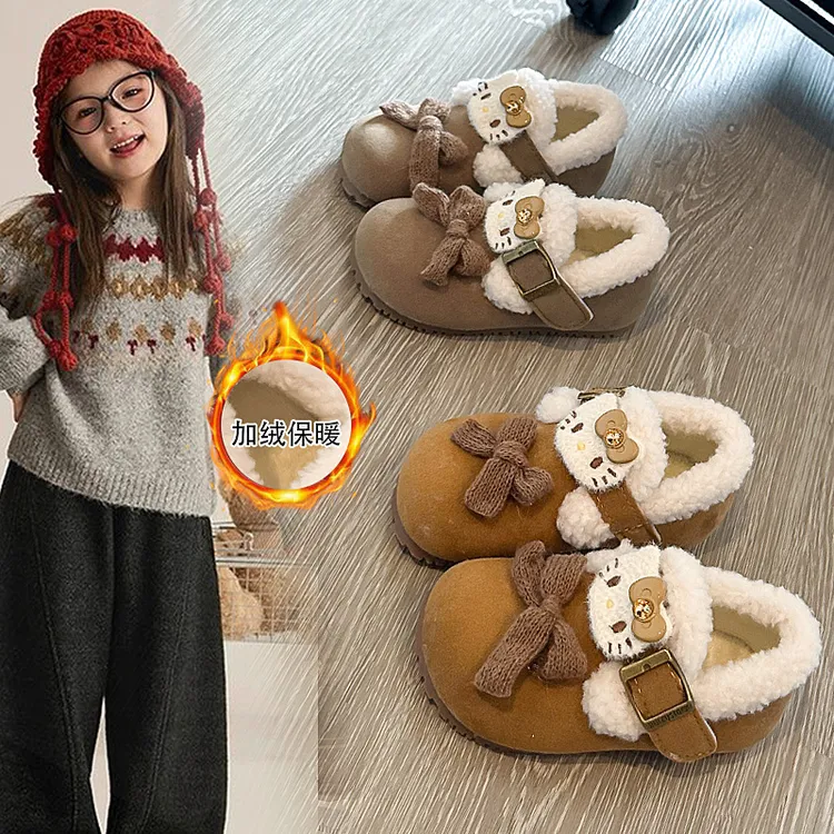 2025冬季新款儿童勃肯风女棉鞋毛毛鞋卡通风韩版冬季魔术贴平跟