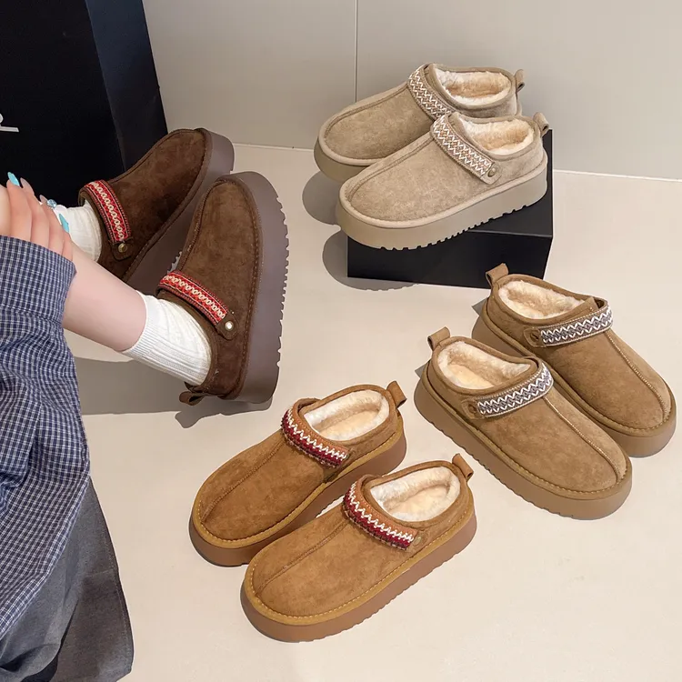 【大麦女鞋】民族风厚底5cm雪地靴潮流风秋冬棉鞋冬季保暖极简风