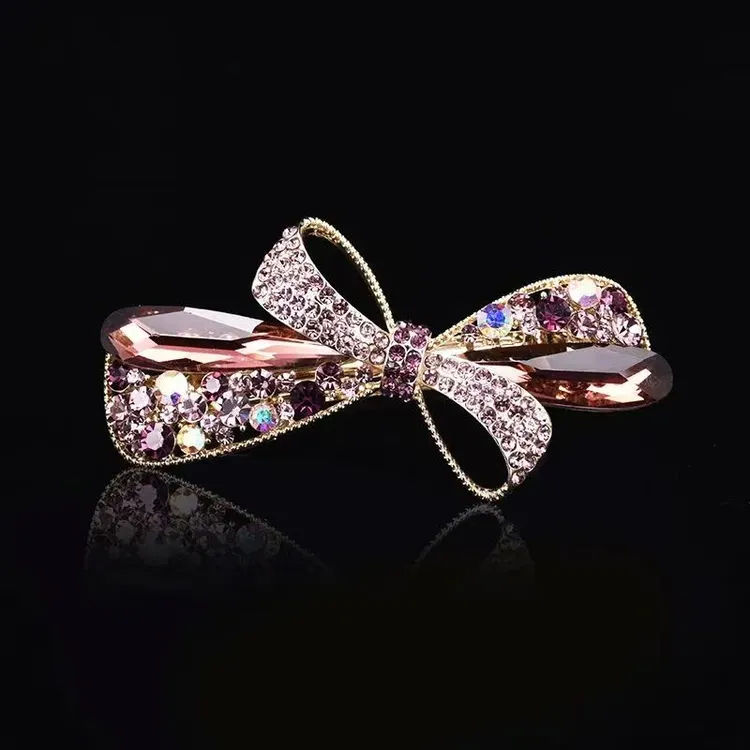 新款水钻弹簧夹发夹发饰百搭优雅后脑勺夹子顶夹头成人发卡饰品