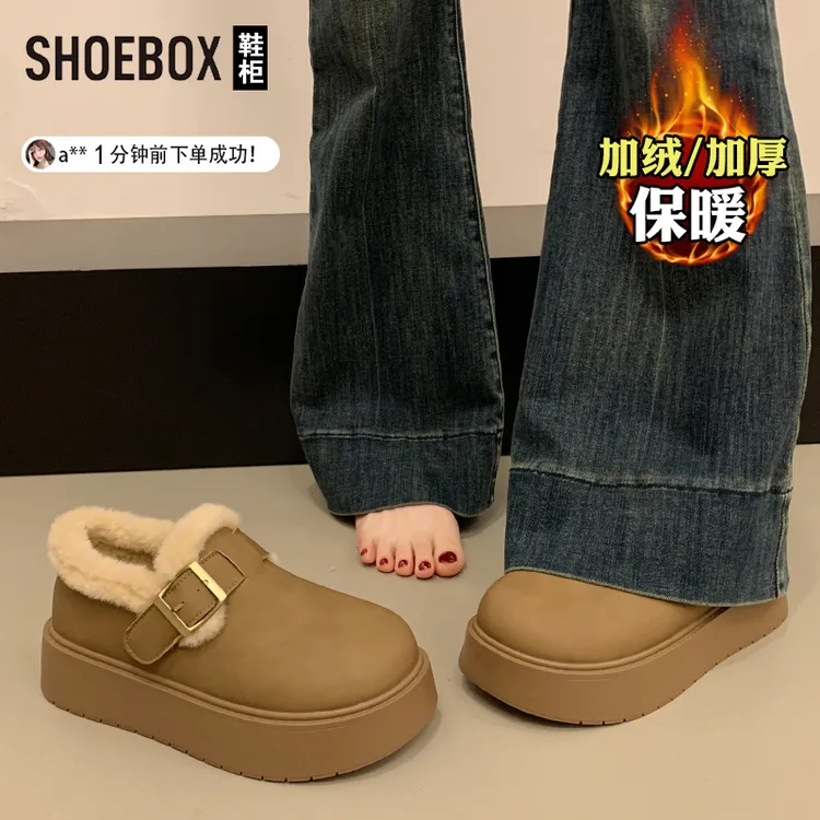 达芙妮旗下鞋柜厚底勃肯鞋女2025冬季新款加绒加厚保暖雪地靴棉鞋