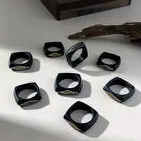 【古拙】天圆地方墨宴·修行系列锉金银聚墨戒指 | 多样性发一BA0022