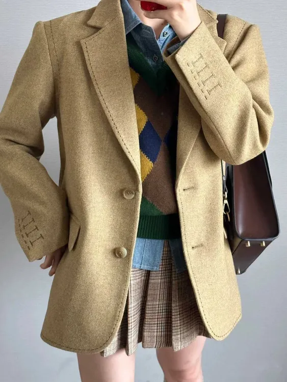 2025新款爆款法式御姐小香风气质高级感毛呢西装外套女春秋