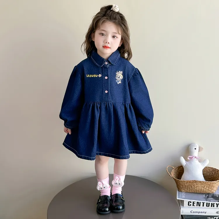 女童牛仔连衣裙春秋装2025新款儿童洋气时髦公主裙秋装女宝宝裙子
