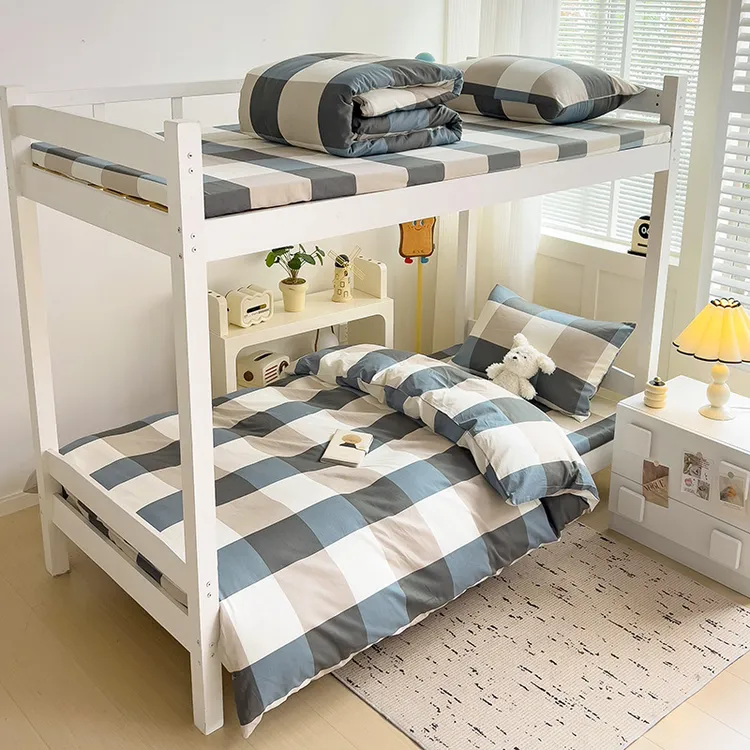 上下铺全棉学生宿舍床上三件套纯棉床单被套单人被褥套装一整套六