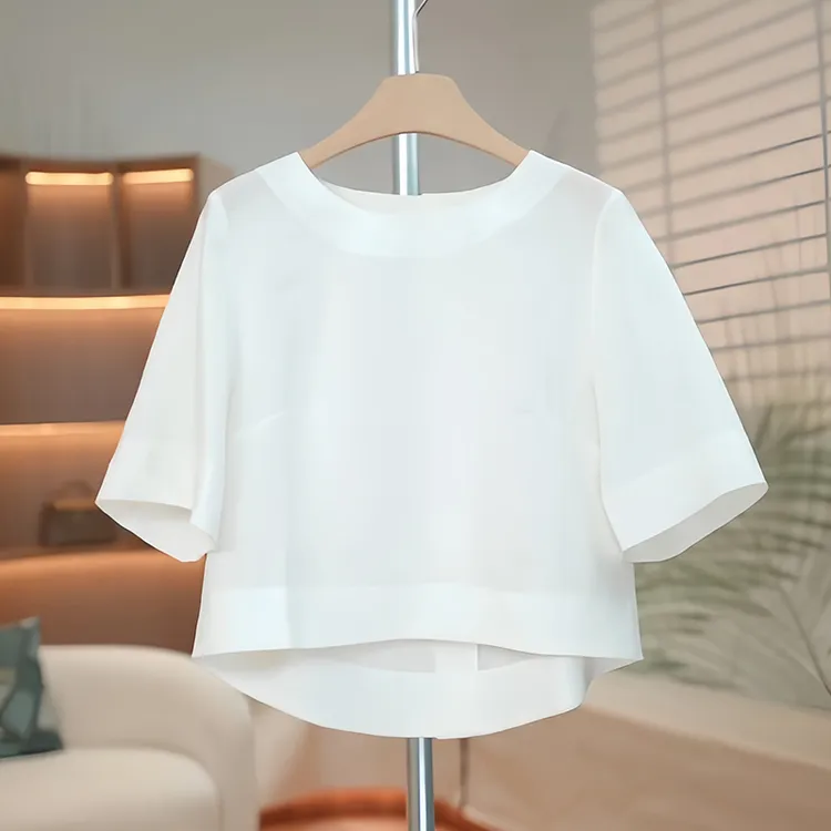 白色高级感休闲短袖t恤女夏季2025新款时尚显瘦减龄洋气短款上衣