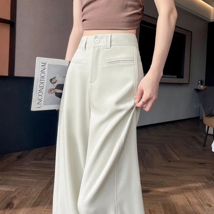 女士高腰显瘦垂感高级感西装阔腿拖地裤春秋夏季适用