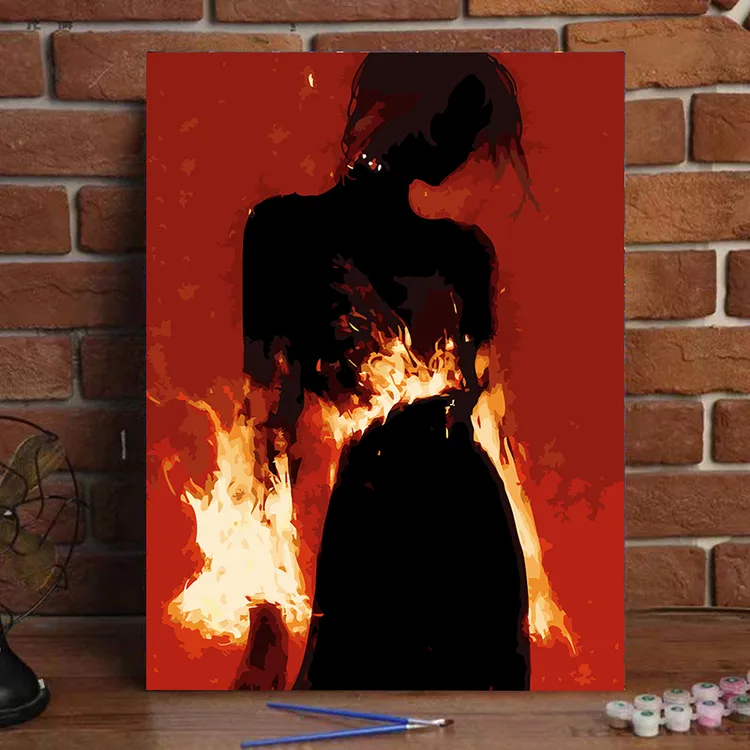 抽象数字油画diy填充手绘油彩画丙烯画减压解闷涂色闺蜜生日礼物