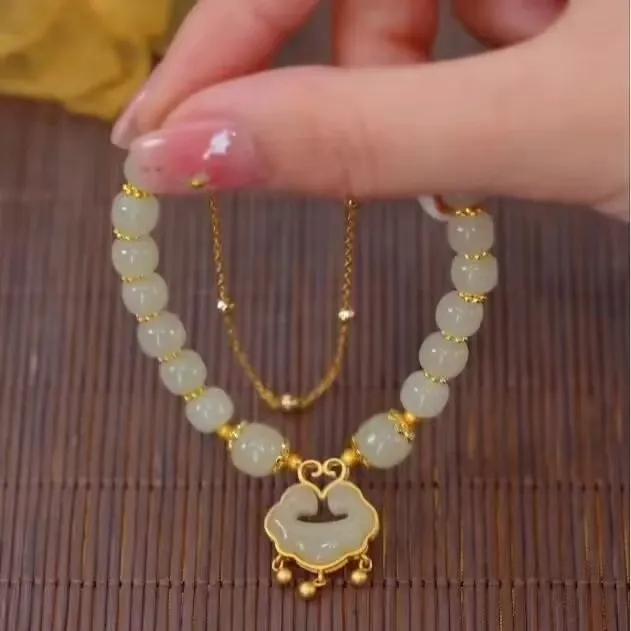 非金属树脂手链 新中式长命锁女款ins高颜值学生手串古风生小众