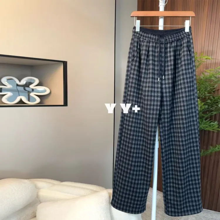 加绒新款美式宽松休闲格子裤中大童超好看阔腿裤