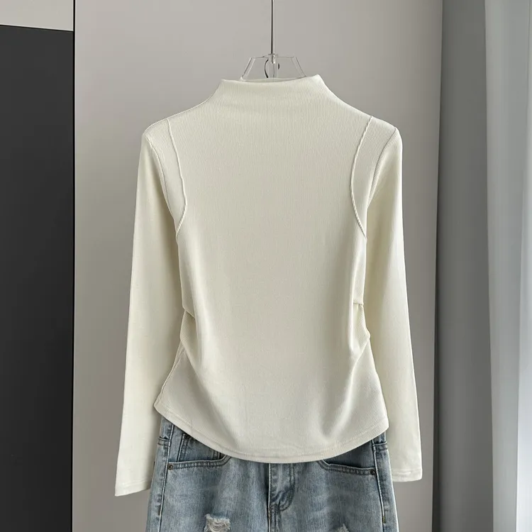 加厚半高领打底衫女秋冬季2025新款百搭长袖内搭T恤打底保暖上衣