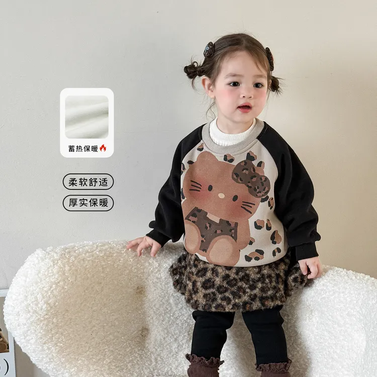 D5365女童秋套装2025新款洋气超好看加绒儿童衣服卫衣宝宝秋装