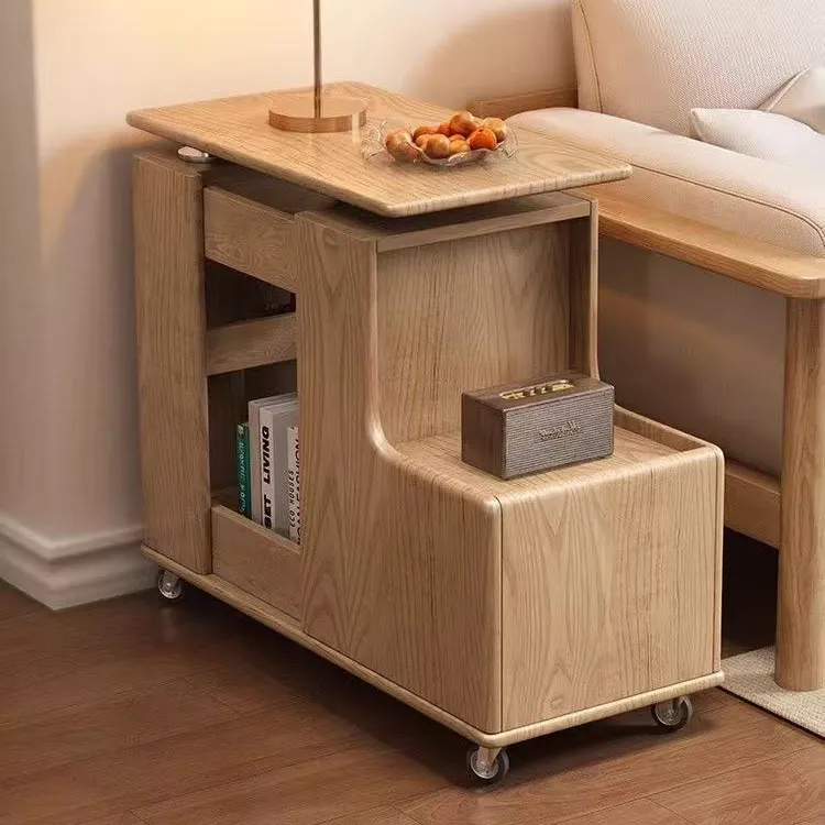 可移动升降茶几复古小推车北欧风轻奢高级沙发边柜侧边柜极简家具
