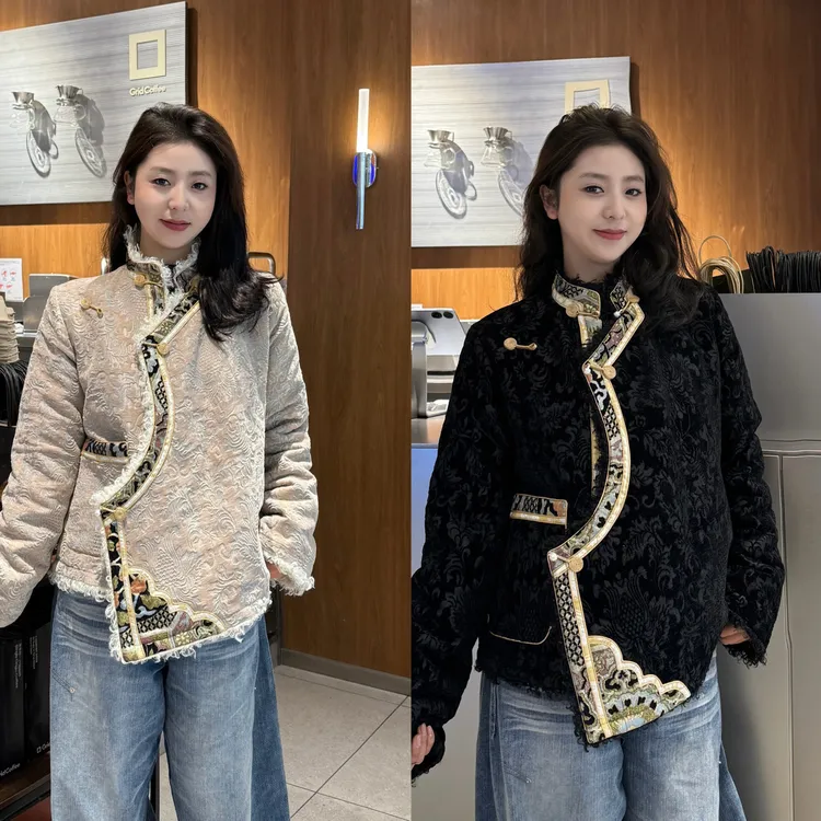 女士新款冬季加绒加厚藏式短款民族风保暖百搭外套（仿大羊卷毛）