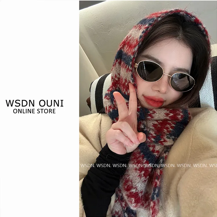 【费尔岛米兰格】羊毛彩色条纹拼色针织围巾圣诞氛围感保暖护颈围脖