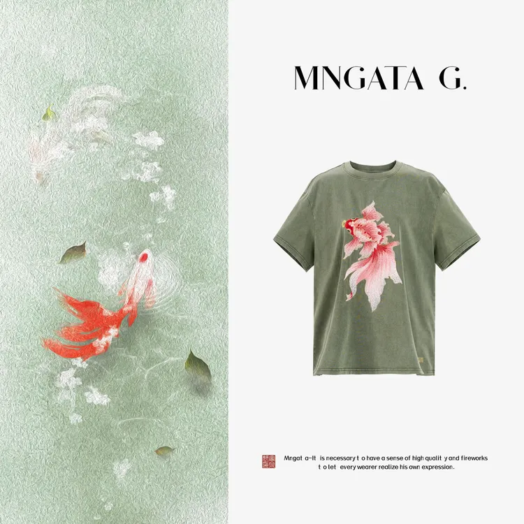 MNGATA G.宫小妍【炒色·鱼戏莲叶】早秋新中式国风休闲上衣5061665