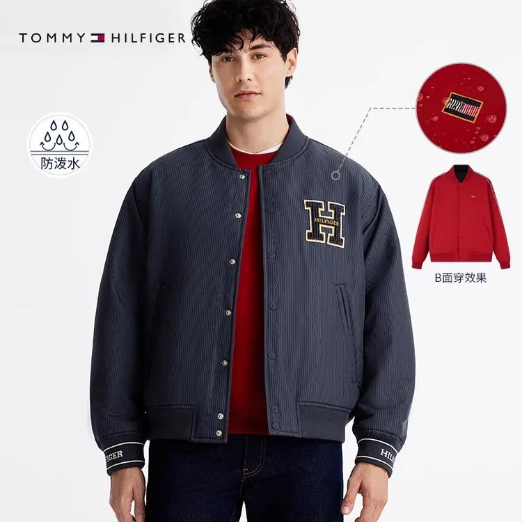 【防泼水】Tommy25春夏新男装双面穿宽松棒球棉服夹克外套38037