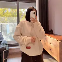 【欧货】后背马简约加厚羊毛衫圆领套头时尚百搭宽松毛衣针织衫厚款