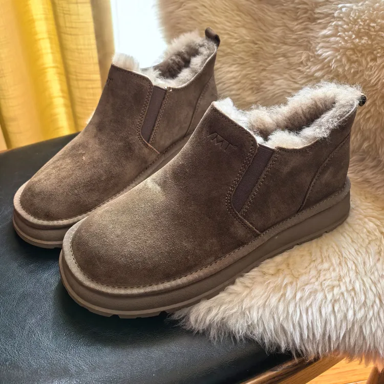 短筒男士平底保暖雪地靴一脚蹬防滑时尚雪地靴冬季大棉鞋VMT25A6