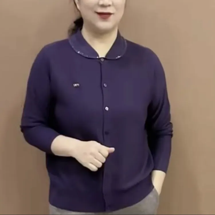 打底中老年妈妈长袖毛衣针织开衫时尚显瘦减龄新款洋气针织衫上衣