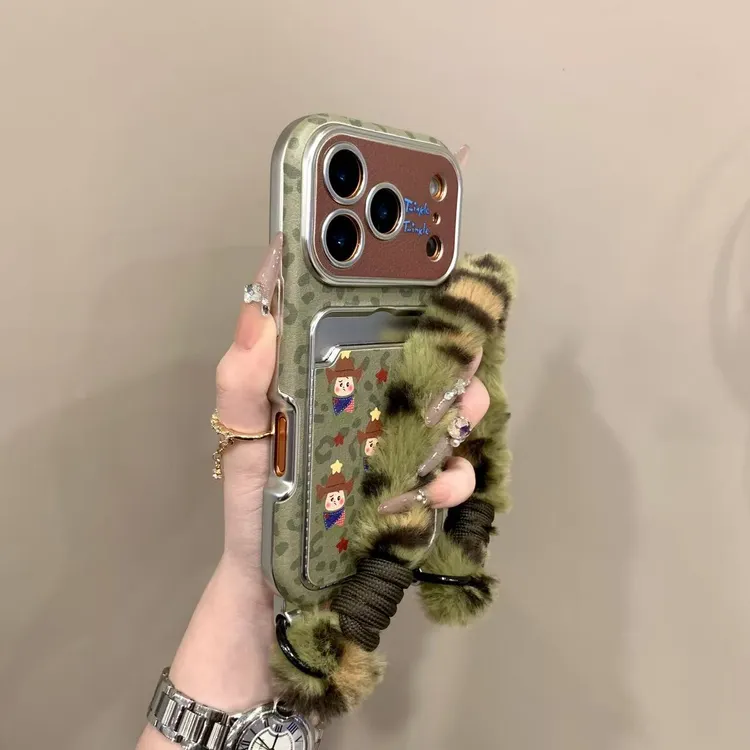 创意绿底豹纹星星男孩卡包适用苹果17promax手机壳iphone16新款15