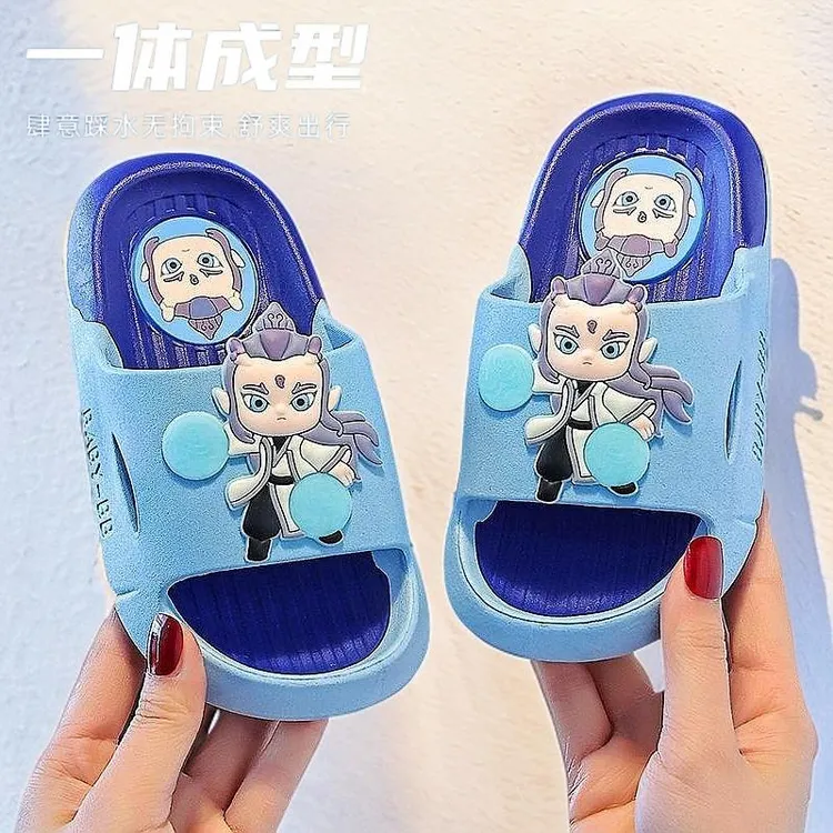 女童漏水凉拖鞋敖丙小孩软新款哪吒拖鞋家居软底亲子款厚底儿童男
