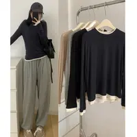 【天丝羊毛假两件】春秋新款打底衫女内搭针织显瘦洋气长袖上衣