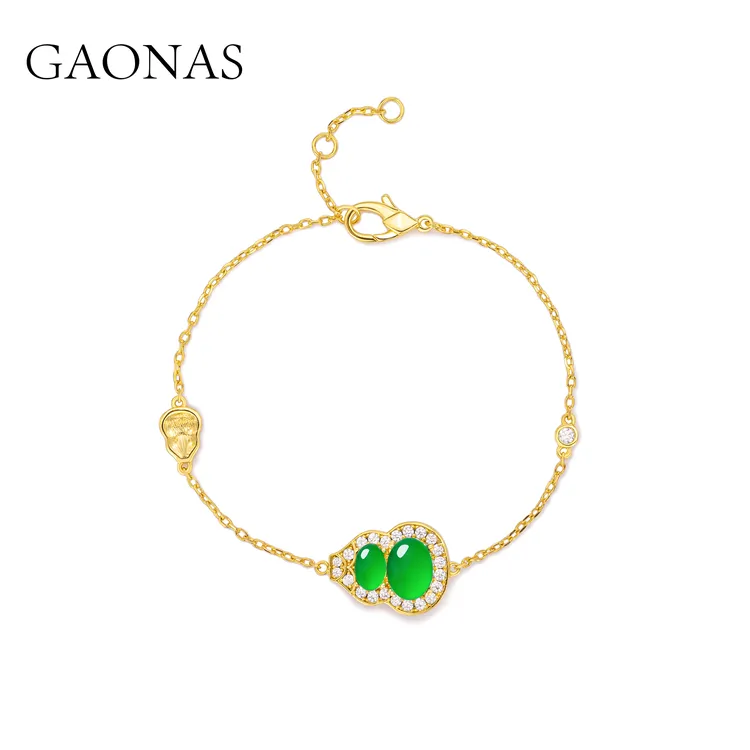 GAONAS 铜合金合成锆石手链 中式时尚潮流葫芦金色手链11560SG