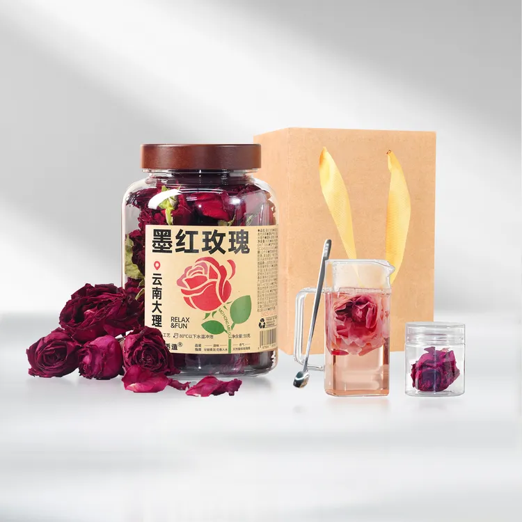 云南大理 冻干墨红玫瑰 满杯花青素 花香入水 送礼方案(送压花勺)