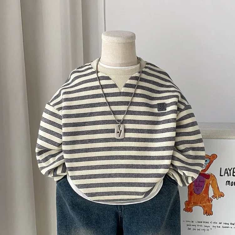 男童卫衣春秋装2025新款儿童套头上衣秋季宽松时髦男孩长袖打底衫