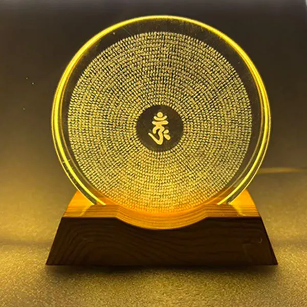 楞严咒水晶石内雕水晶玻璃家居摆件创意家居摆件小夜灯佛系佛堂