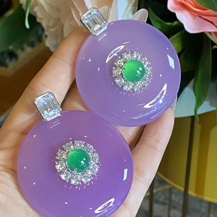 suichen/穗辰S925银天然紫色玉髓平安扣吊坠国风气质显白百搭耐看