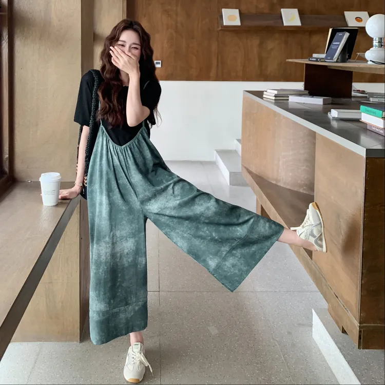 设计感扎染吊带连体裤套装女2025夏季巨好看高级感小众独特两件套