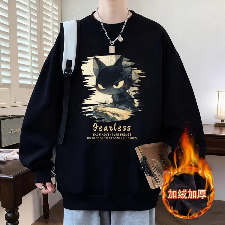 大码重磅圆领卫衣2025新款流行爆款美式宽松休闲上衣潮流男款秋冬