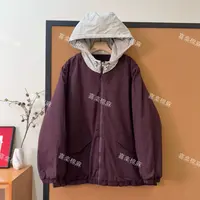 喜樂   2025拼色连帽夹棉棉服外套冬季新款时尚百搭保暖简约女士